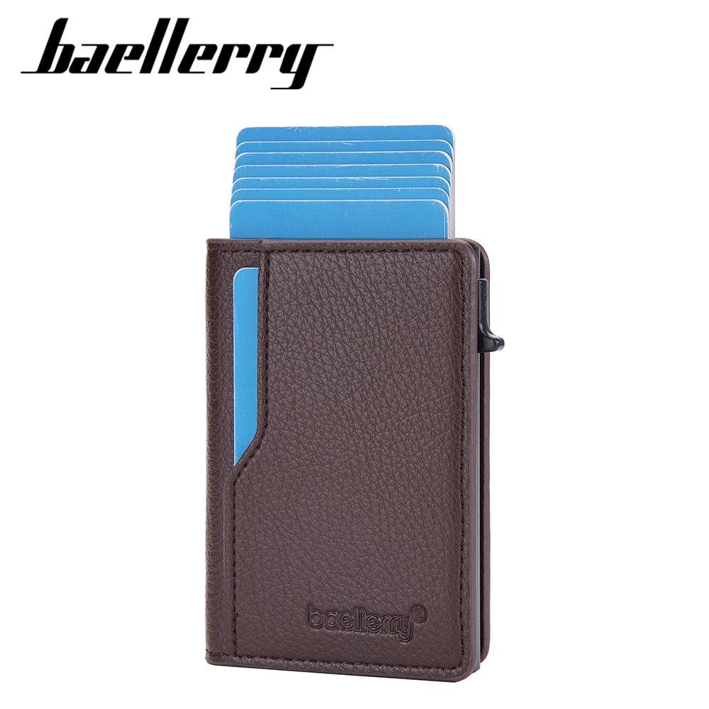 Men's card bag, new lychee pattern hot-selling RFID side push card minimalist card clip for men