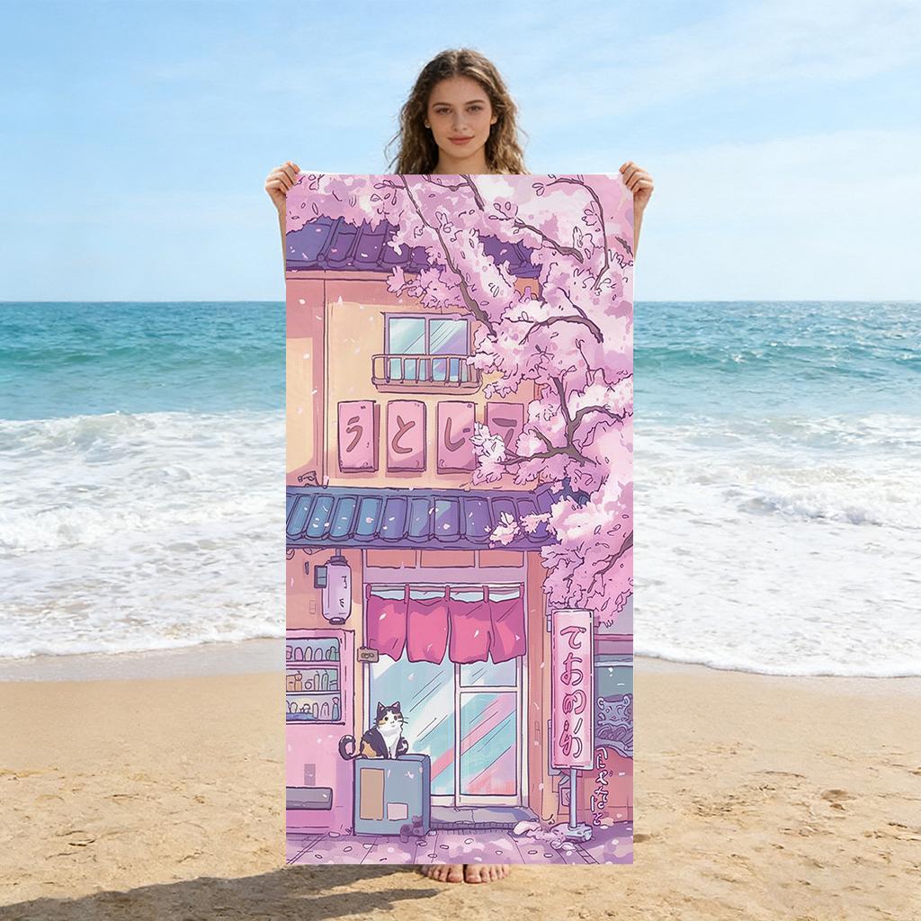 

1pc Japanese Cartoon Beach Towel Quick-drying Super Absorbent Suitable for Beach Vacation Pool Summer Funny Gift for Friends W40*H60(CM)