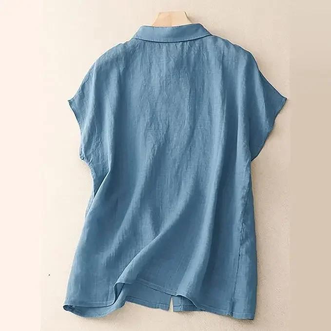 Plus Size Shirts Summer Women‘s Loose Lapel Elegant Short Sleeved  Casual Ladies Blouses Button Up Fashion Comfortable Tops