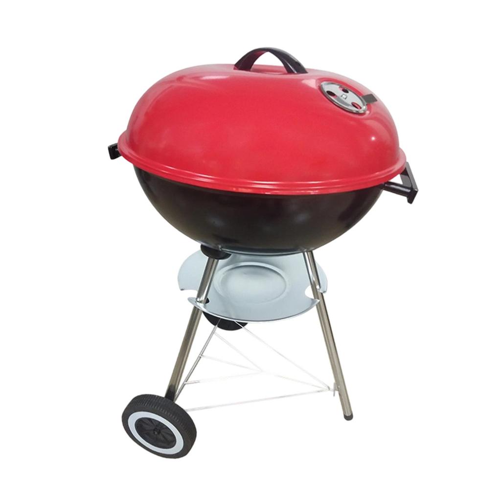 Barbecue with Lid, Porcelain-enamelled Steel Grates And Wheels, Ideal for Outdoor Cooking in The