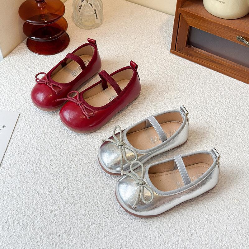 Silberne Leder-Prinzessinnenschuhe für Mädchen - Weiche Sohle Babyschuhe