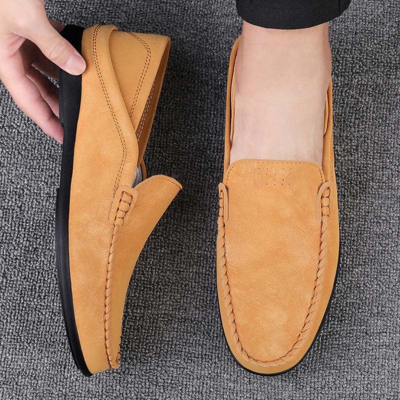 Men's shoes 2025 summer new fashion men's mature style step on the heel put stinky feet casual shoes light luxury high-end leather shoes