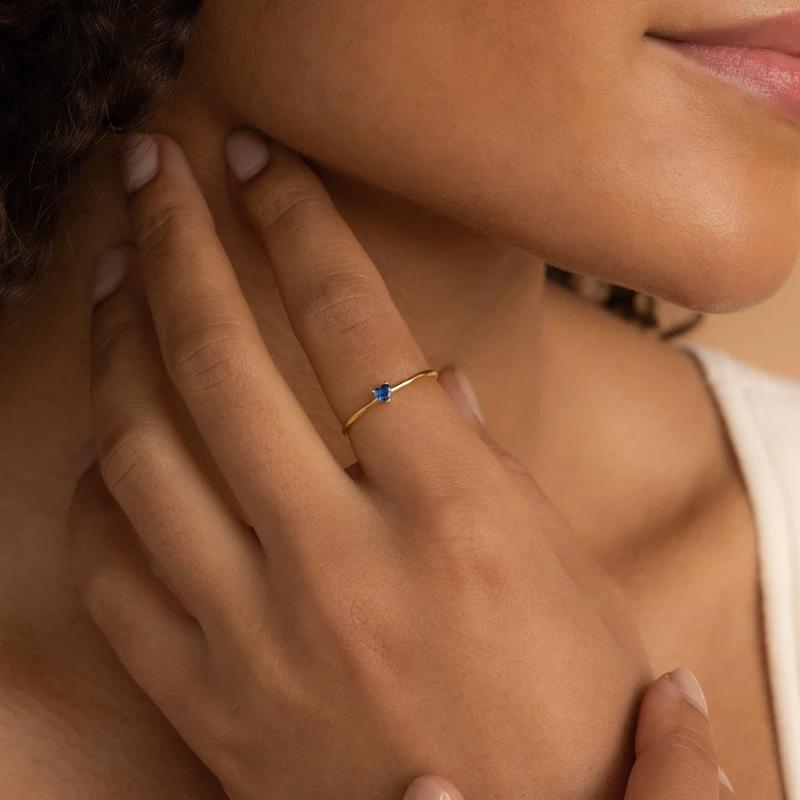 CARLIDANA Birthstone Rings for Women Birthday Gifts Jewelry Gold Plated Stainless Steel Rings Months Peach Heart Zircon Rings