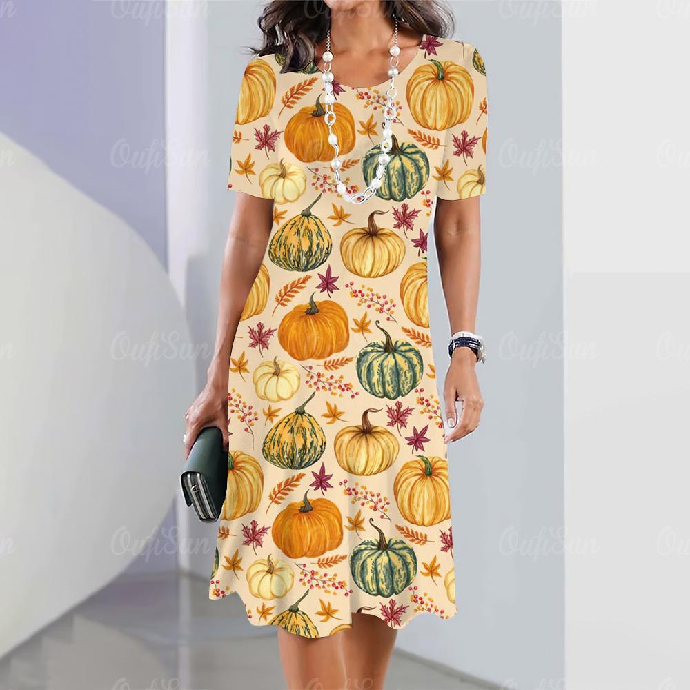 New Women's Pattern Printed Dress Elegant and Beautiful Midi Dress Plus Women's Summer Dress