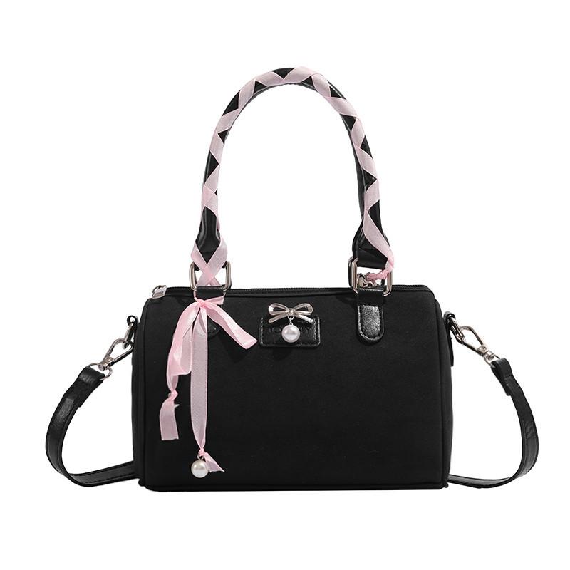2025 New Fashion High-End Handbag Niche Girly Heart Bow Boston Commuter Shoulder Crossbody Bag