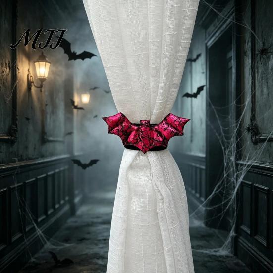 Bat Shape Window Drapes Holders Halloween Curtain Tieback, Glossy Holder, Gothic Haunted House Theme Party Supplies Drapery Holdback for Home