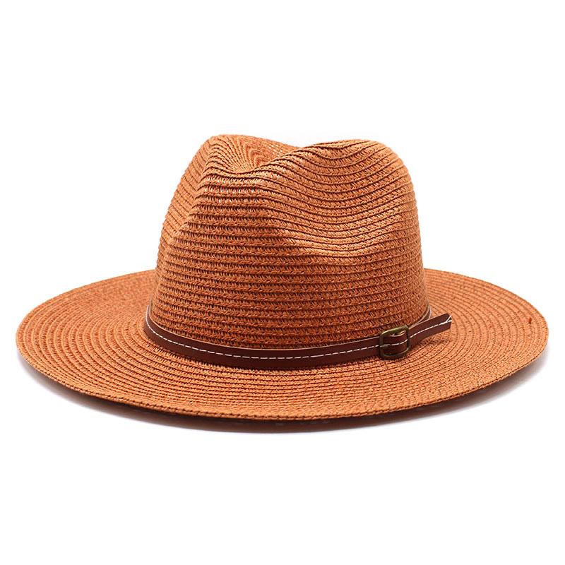 Summer Panama Straw Hat for Men Women, Wide Brim Sun Cap Beach Vacation, UV Protection Travel Hat