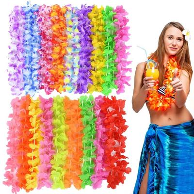 24/50/100Pcs Artificial Silk Flower Necklace Colorful Tropical Theme Leis Wedding Celebration