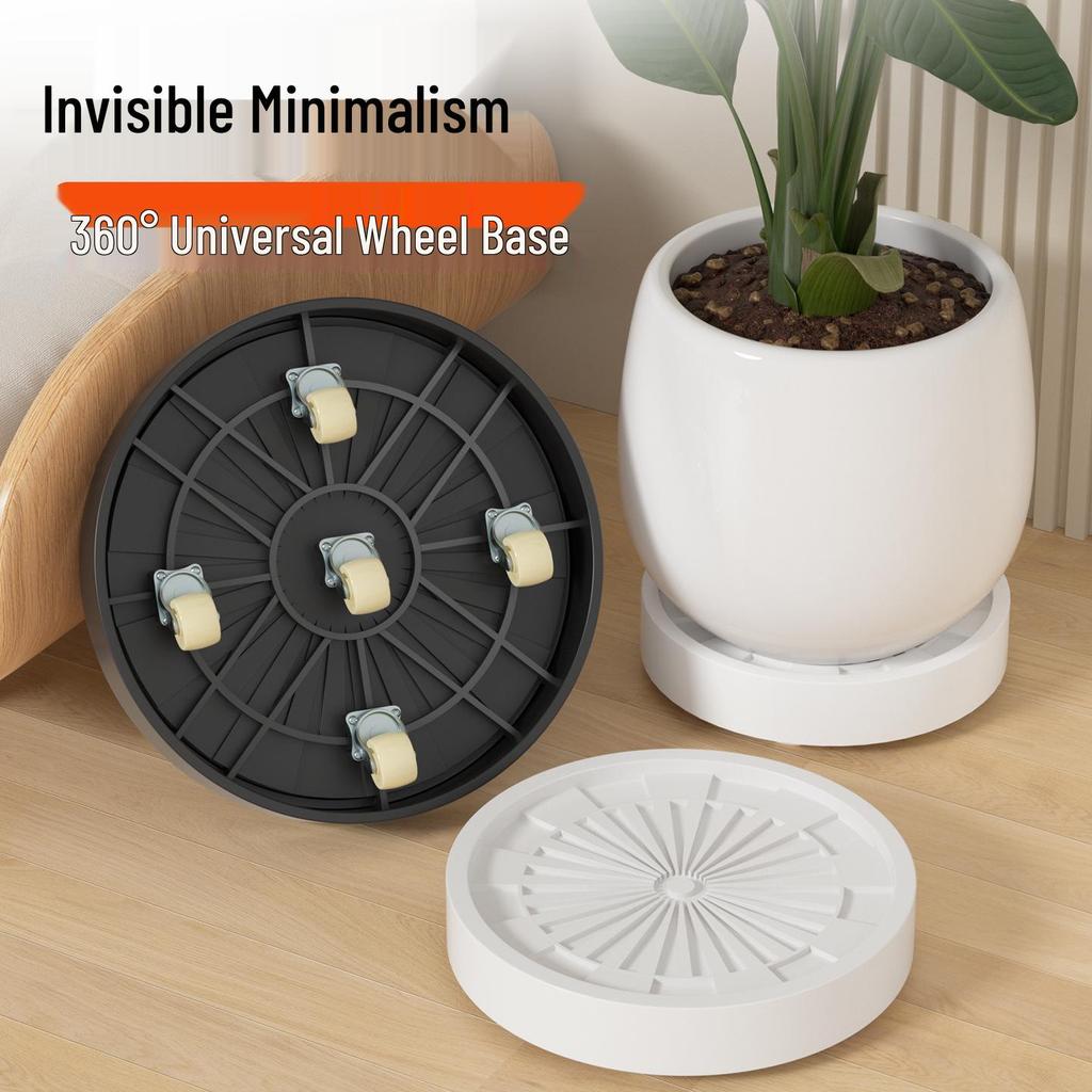 Wheeled Mobile Flower Pot Tray with Hidden Universal Wheels - Thickened Plastic Base
