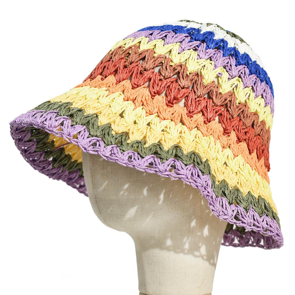 Rainbow Grass Bucket Hat With Wide Brim For Sun Protection And Summer Wear
