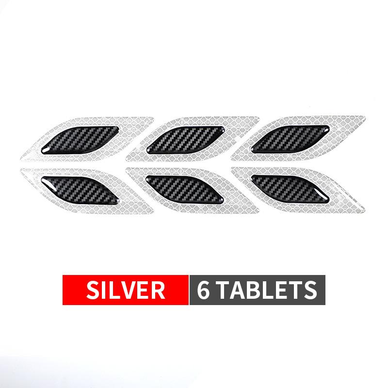 6Pcs/Set Car Reflective Strips Carbon Fiber Car Sticker Truck Auto Motorcycle Anti-Scratch Safety Warning Sticker 5 Colors