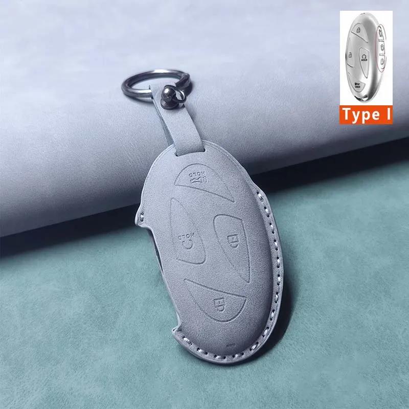 Housse de boîtier de clé intelligente pour voiture pour Hyundai Grandeur GN7 Kona Ev 2023 Ionic 6 5/7 Boutons Porte-clés en cuir Accessoires de Protection Durables