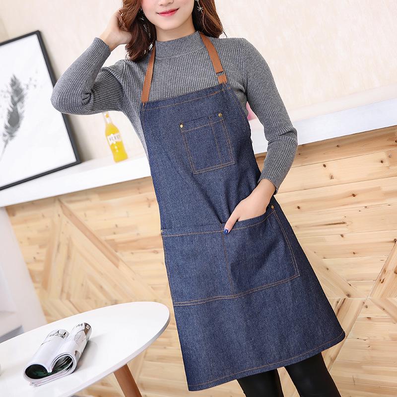 Nordic Labor Protection Denim Apron for Home and Kitchen Use - Adult Korean Style