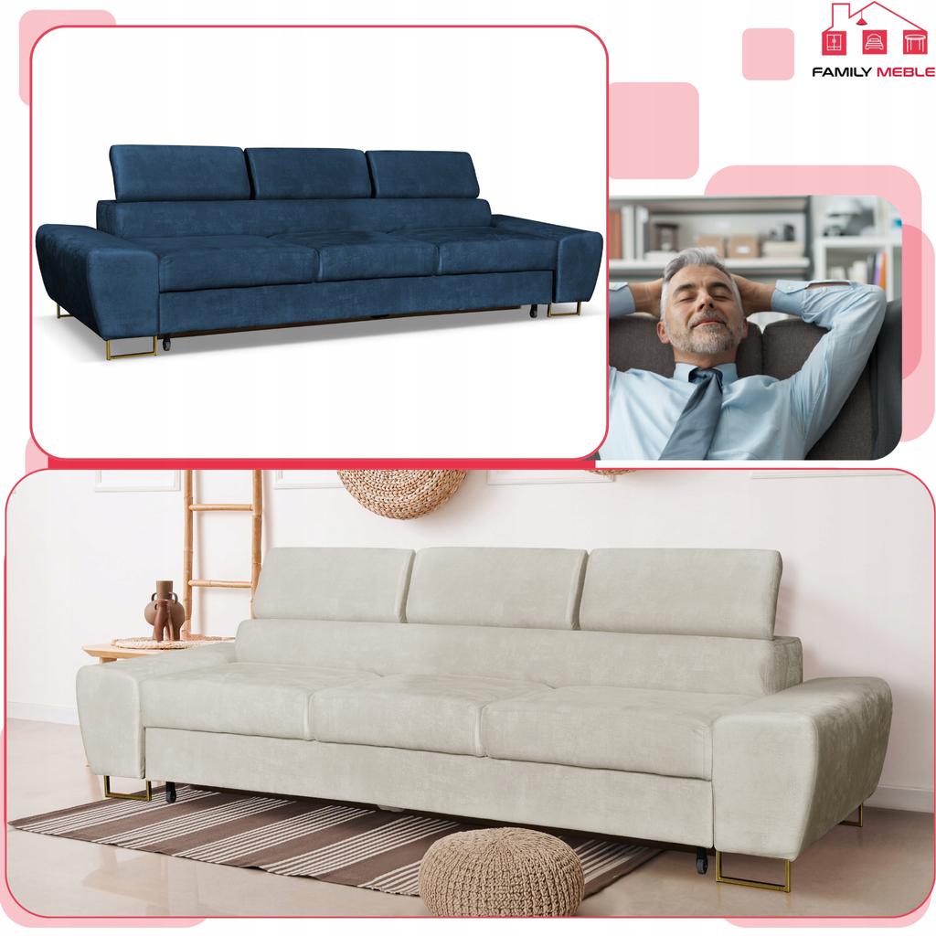 Sofa 3 Seater Sofa Bed with Sofa Bed. Bosso Family Sleeping Furniture Navy Blue Velvet