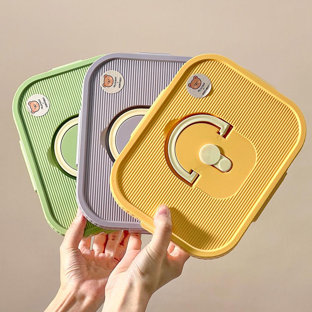 WORTHBUY Microwave Plastic Divided Lunch Box With Handle Large Capacity Sealed Fruit Salad Food Container For Kid Student School