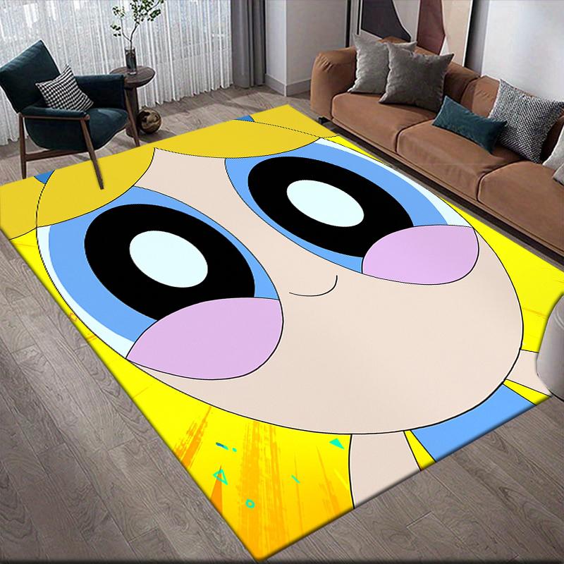 Powerpuff Girls Blossom Bubbles Buttercup Square Area Rug, Non-Slip Floor Mat for Bedroom, Perfect Gift for Fans.chl
