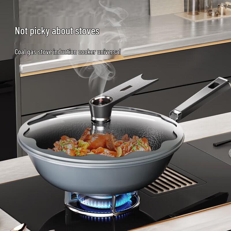 BSK Iris Ice Crack Pattern Cast Iron Stir-fry Wok 32cm