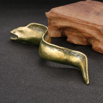 Brass Deep Sea Hairtail Figurines Desk Ornaments Retro Simulation Fish Small Statue Tea Pets Home Decorations Crafts Collections