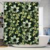 Luxury Floral Shower Curtain Green Yellow Waterproof Fabric Modern Bathroom Decor Set for Home Use