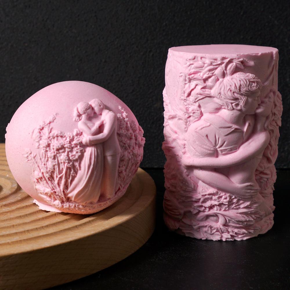 Cylindrical Mold Embossed Candle Mold Silicone Mold Round For Proposal Wedding Crafts