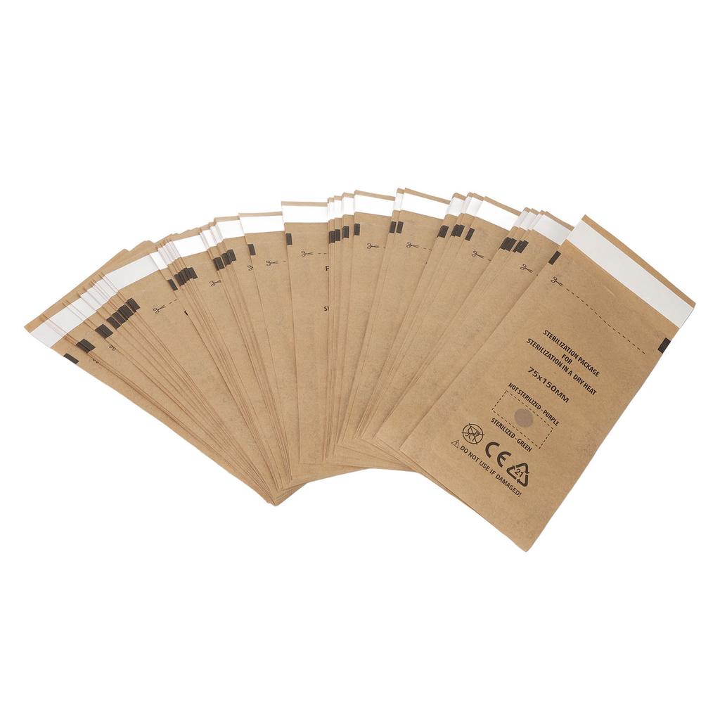 100 Stück Selbstversiegelnder Reinigungsbeutel Hygienepapier Dentalreinigungsbeutel für Nagelkunst 75 X 150 mm S