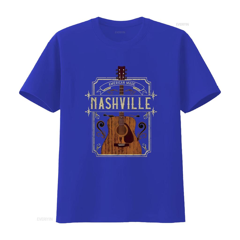 Vintage Guitar Nashville Womens T Shirt Black X Large vintage Washed Casual Breathable homme Versatile Unisex Stretched