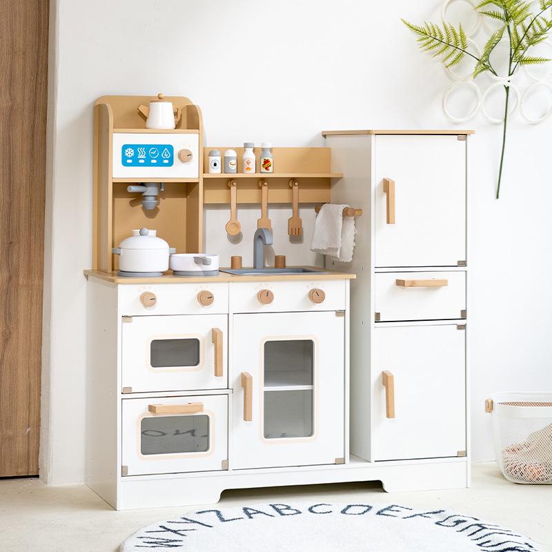

Wooden Kitchen Play Set for Kids – Full Simulation Refrigerator & Cooking Toys