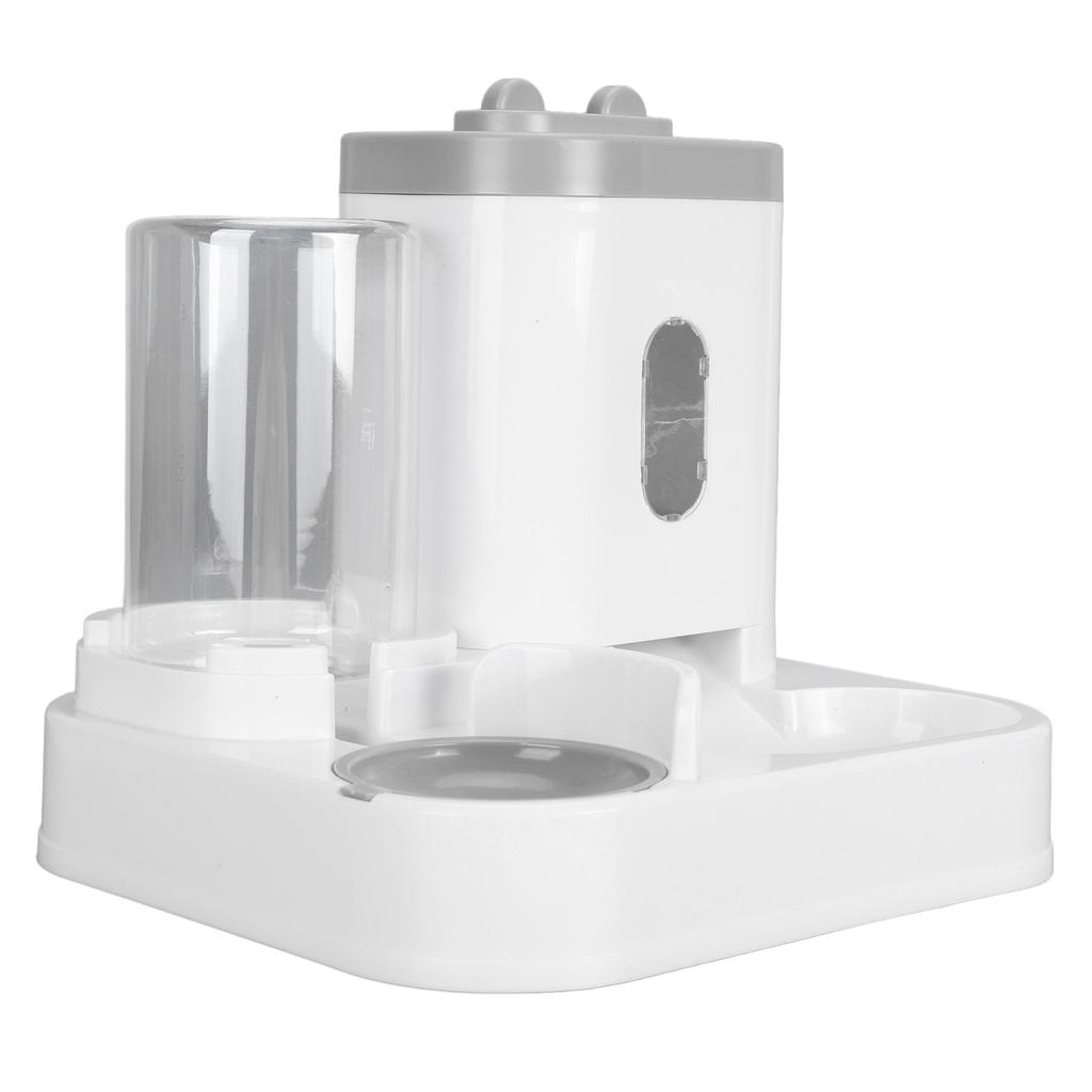 Pet Food Water Dispenser 2 in 1 Large Capacity Detachable Automatic Cat Waterer Feeder for Dog Puppy Gray
