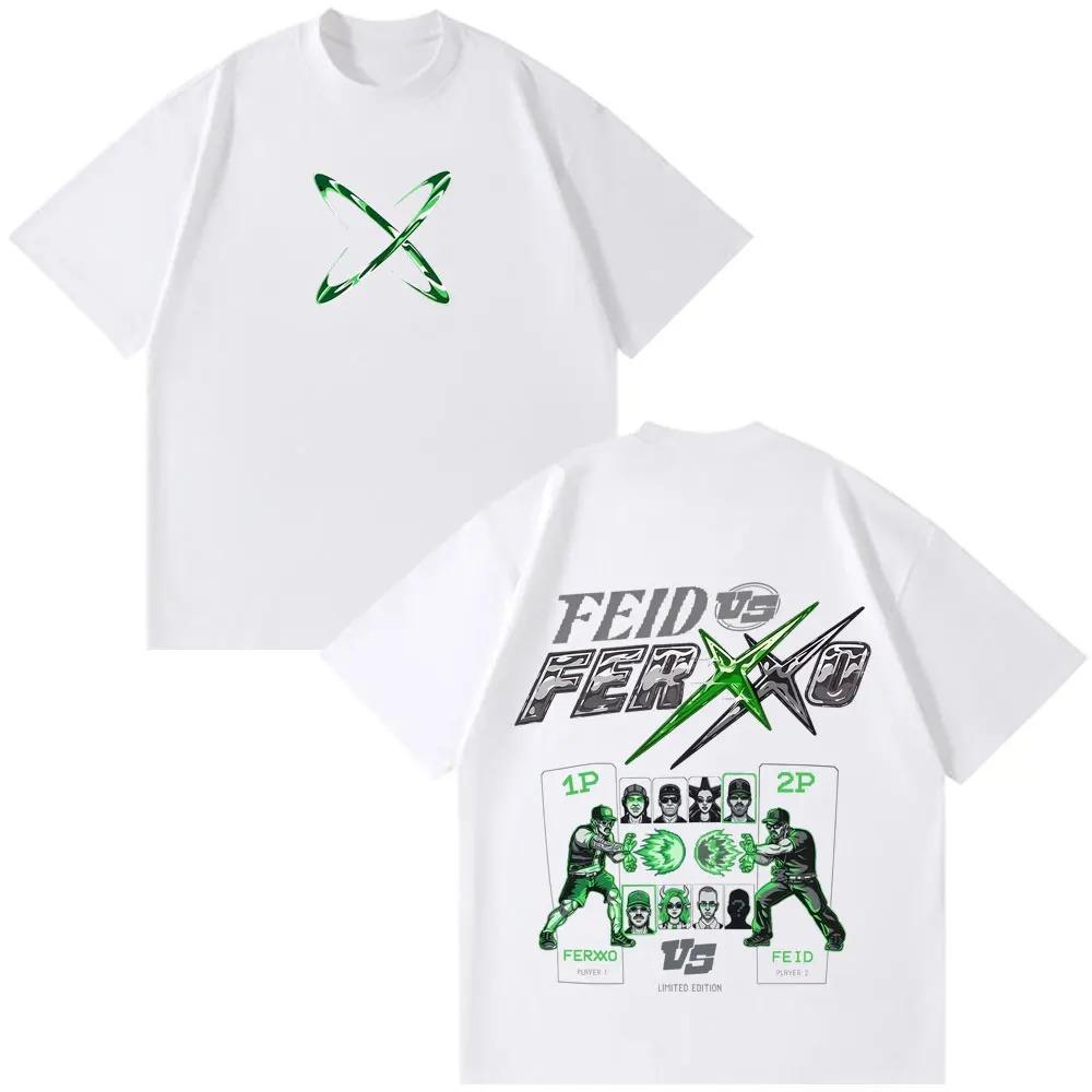 Unisex Dámské Hiphop Módní Feid Vs Ferxxo Tour 2026 Potisk Tričko Trička Letní Krátký Rukáv Ležérní Bavlněná Trička Dárky pro Fanoušky