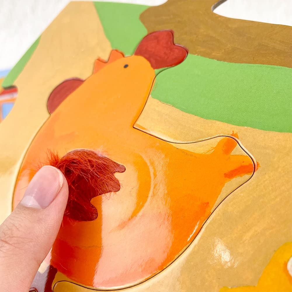 DJECO Giant Tactilofarm Jigsaw Puzzle 20 Pieces Giant Large Animal Develops Fine Motor Montessori Ages and Boys and Sports Autumn Nights - - -