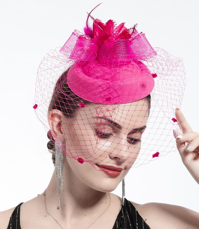 Vintage Netz Kopfbedeckung kleiner Hut Kopfschmuck Braut Haar Hochzeitsaccessoires Feder Kopf Abendvorstellung Party Bühne Schleier