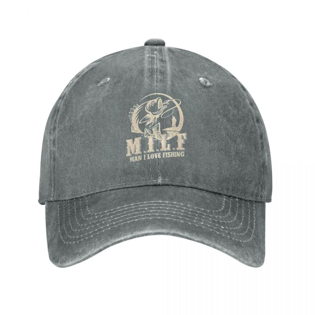 Fashion MILF Man I Love Fishing Baseball Cap Unisex Style Distressed Cotton Sun Cap Fisherman Travel Gift Hats Cap