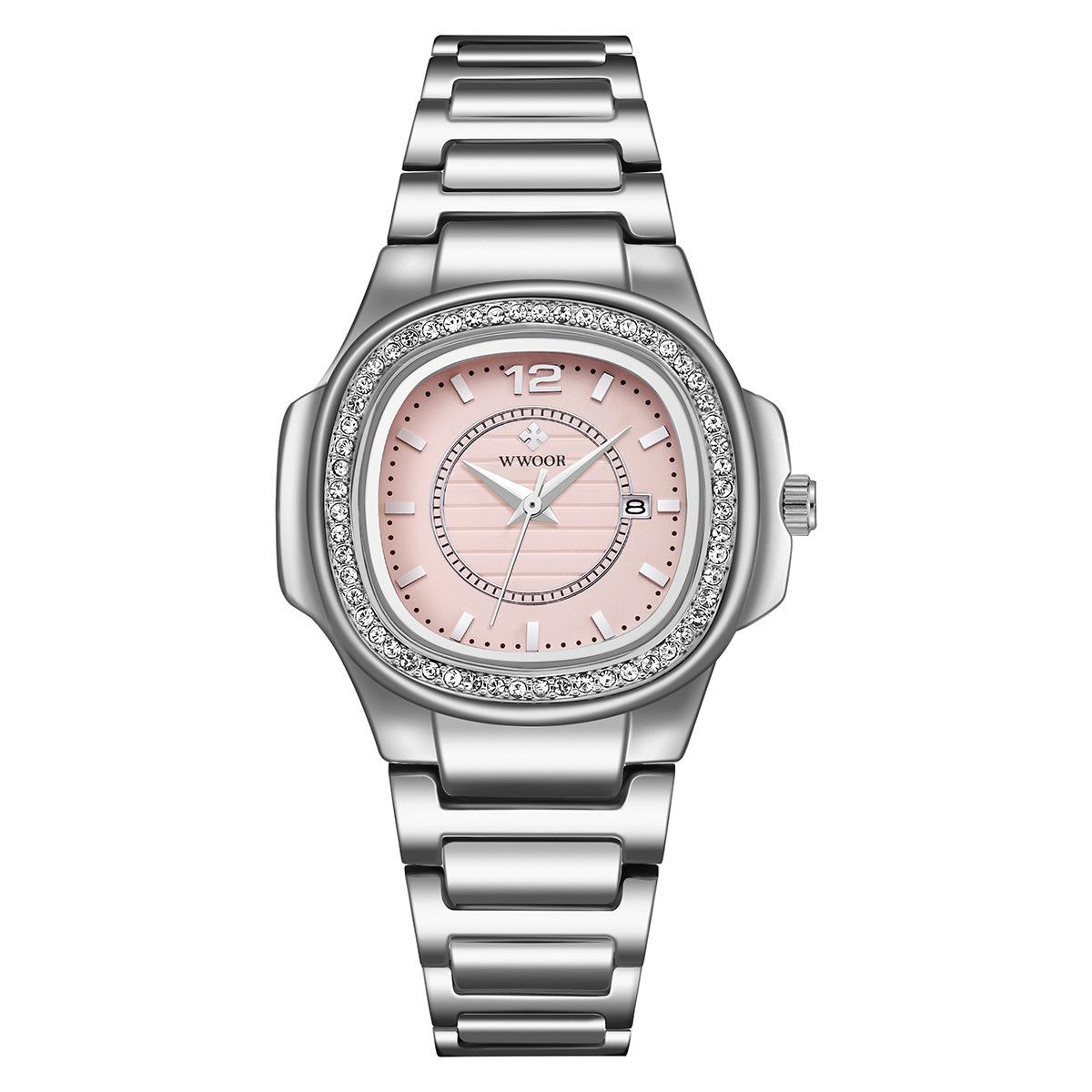 Wwoor Steel Belt Diamond Women S Watch, Fashion Trend Quartz Waterproof Watch