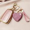 Key Fob Cover with Diamond Keychain for Toyota Car Key Shell Compatible with 2018-2024 Highlander RAV4 Camry Avalon C-HR Corolla GT86 Full Cover