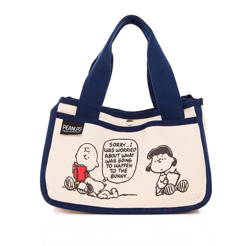 Cute canvas small square bag, popular versatile office worker bento bag niche large-capacity cute tote bag