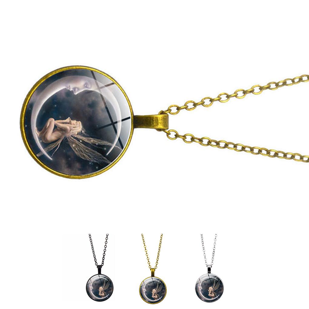 Unisex Necklace Vintage Moon Angel Antique Girl Sweater Neck Pendant Jewelry Birthday Gift