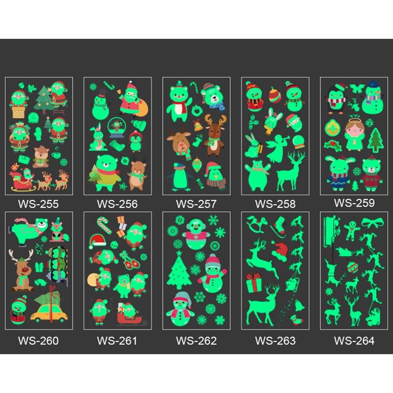 Christmas Luminous Tattoo Stickers Children's Luminous Tattoo Stickers Snowman Penguin Face Simulation Cartoon Stickers