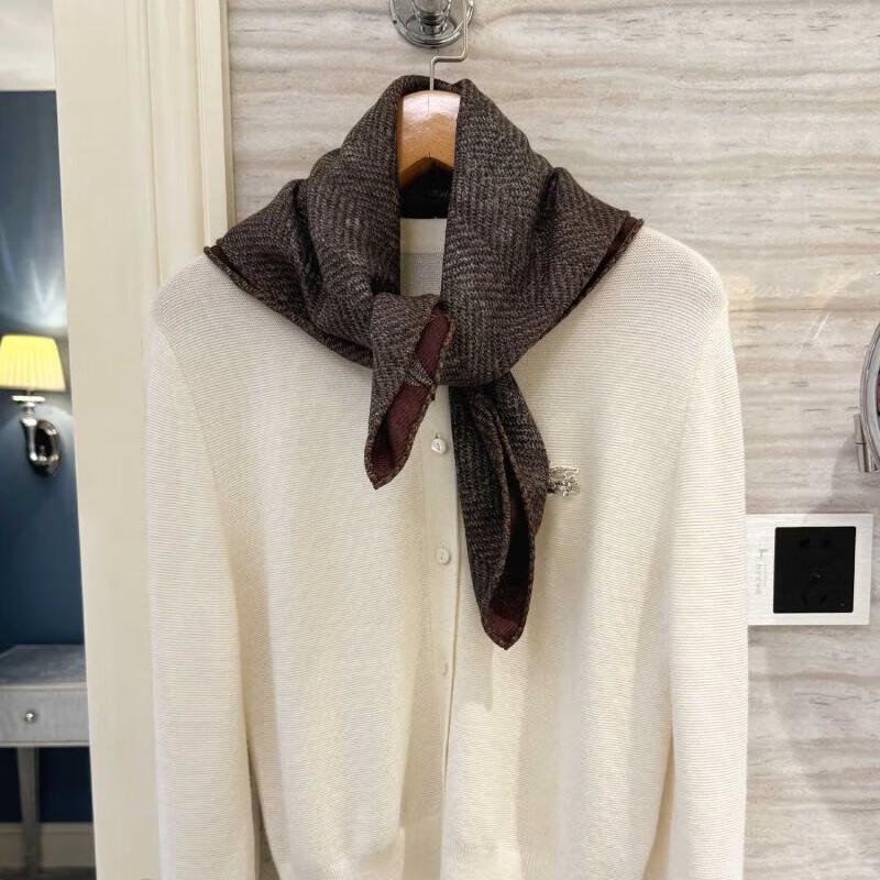 NINA SOLOR Polka Dot Camellia Silk Wool Square Scarf