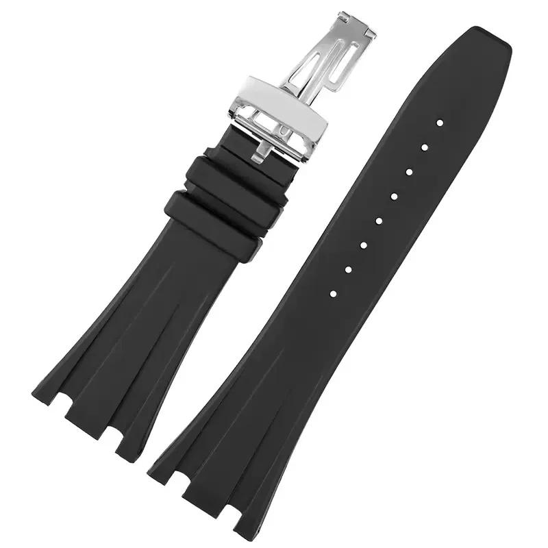 Silicone Watch Strap for AP Royal Oak Offshore Sports Waterproof Sweat-Proof Rubber Watchband Men's 27mm 28mm Double Concave