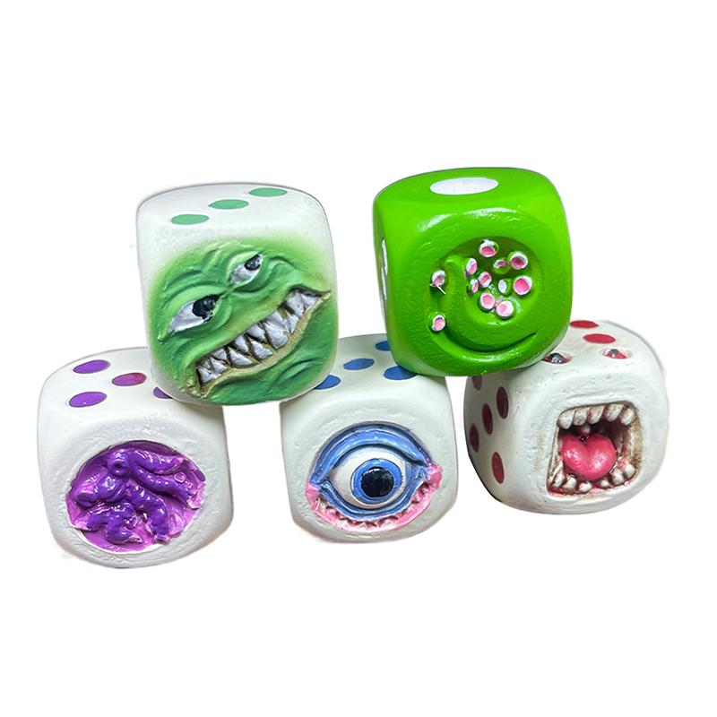 Monster Dice Funy Monster Face Resin Dice Set Halloween Tabletop Game Dice Set Props Weird Monster Dice Set For Table Games Role