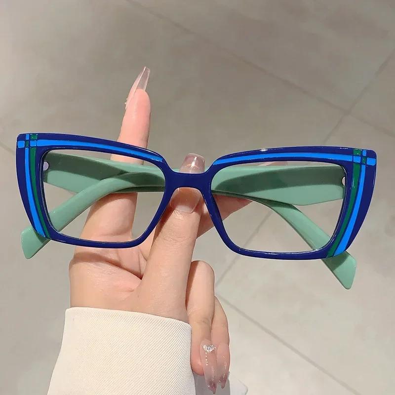 Vintage Cat Eye Glasses Women  New Fashion Multicolor Rim Eyewear Trendy Stylish Design Blue Light Blocking Eyeglasses