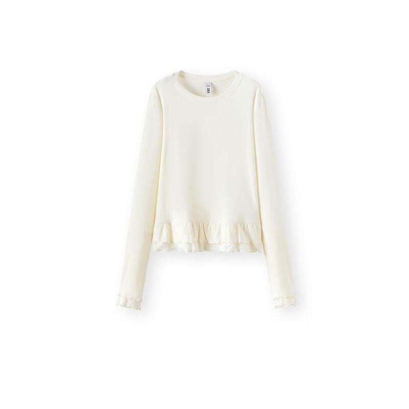 Semir Women's Ruffle Hem Slim Fit Thermal Long Sleeve T-Shirt
