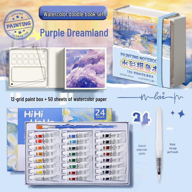Moyu Watercolor & Acrylic Travel Sketching Set: Portable Palette, Drawing Board, and Book for Painting and Sketching.