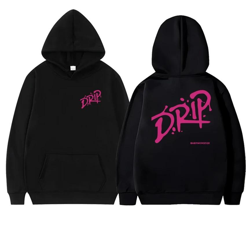 Musikgruppe Babymonster Drip Album Tour 2026 Hoodie Herren Damen Herbst Winter Trend Y2k Sweatshirt Unisex Fleece Freizeit Pullover S rot