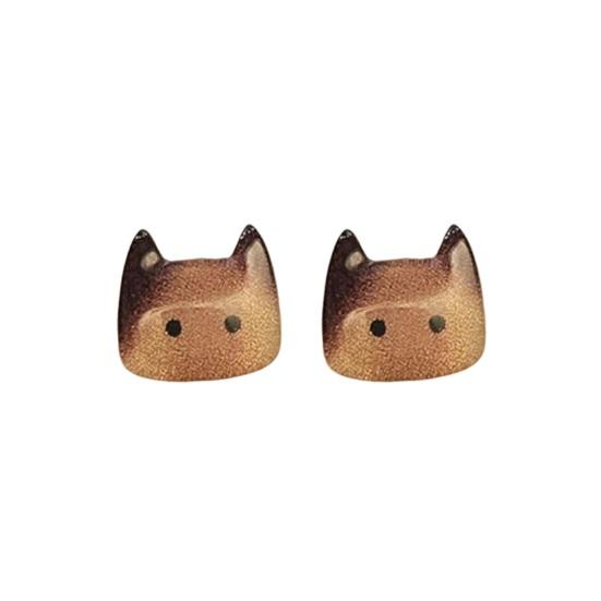 1 Paar Damen Ohrstecker Imitation Kristall Farbverlauf Cartoon Katze Design Ohrstecker Schmuck Geschenk