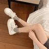 Ballet Style Pearl Lace Lace-up Little White Shoes Women's Single-layer Breathable Thick-soled Heightening Casual Bread Shoes Trend