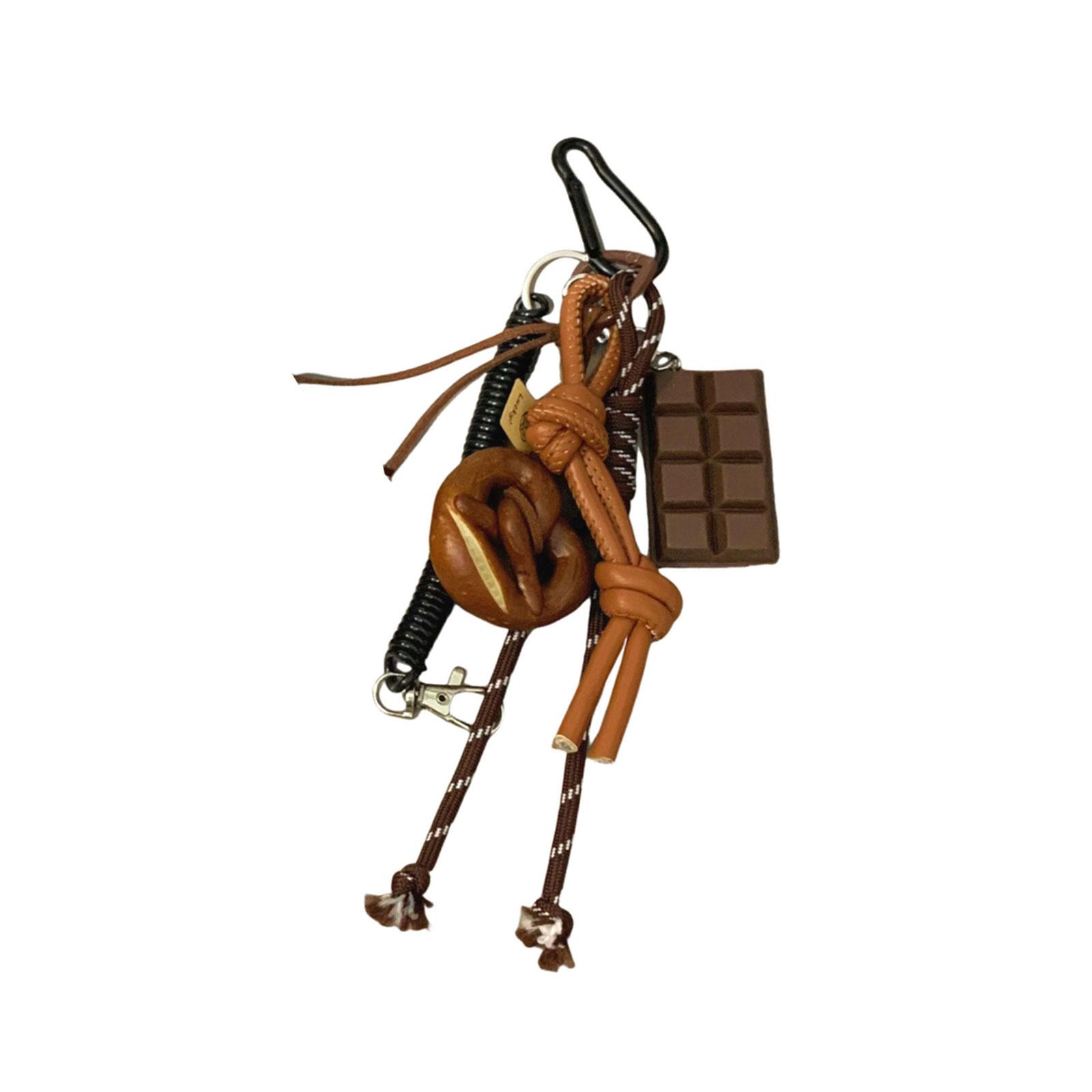 

Уникальная подвеска в виде бейгла с шоколадом, брелок для сумки, аксессуар для ключей, нейлоновый брелок, держатель для ключей, декор для любителей активного отдыха 3