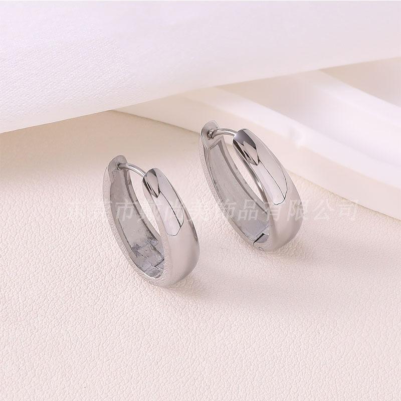 New stainless steel round earrings temperament versatile stud earrings trendy earrings women
