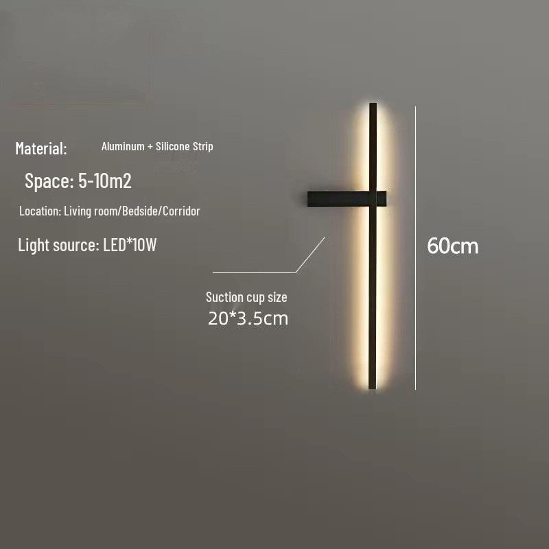 LED Wall Lamp: Minimalist Linear Light for Bedroom, Bedside, or Living Room