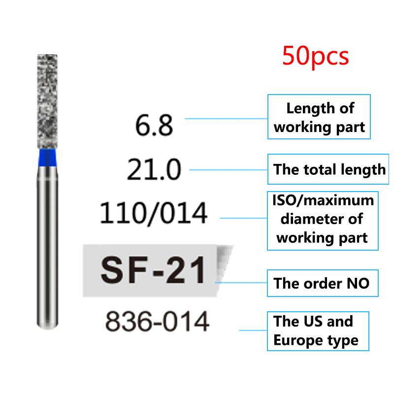 50Pcs Dental Diamond Burs Drill FG 1 6Mm For High Speed Handpiece Denspay Polishing Whitening Lab Material